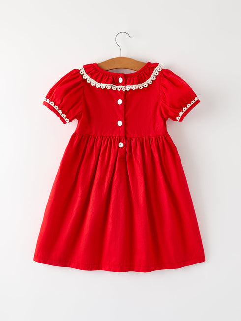 red-christmas-girls-dress-cross-embroidery-with-lace-trim - Sophia's Style-2