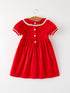 red-christmas-girls-dress-cross-embroidery-with-lace-trim - Sophia's Style-2