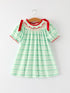 christmas-girl-smock-embroidery-green-plaid-dress-Sophia's Style-Dress-1