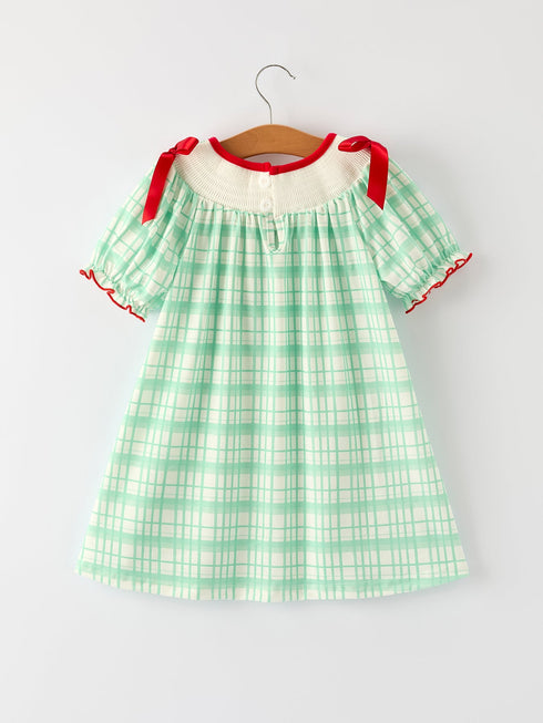 christmas-girl-smock-embroidery-green-plaid-dress-Sophia's Style--2