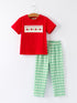 christmas-red-green-set-holiday-plaid-pants-with-red-tee-Sophia's Style-Outfit-1