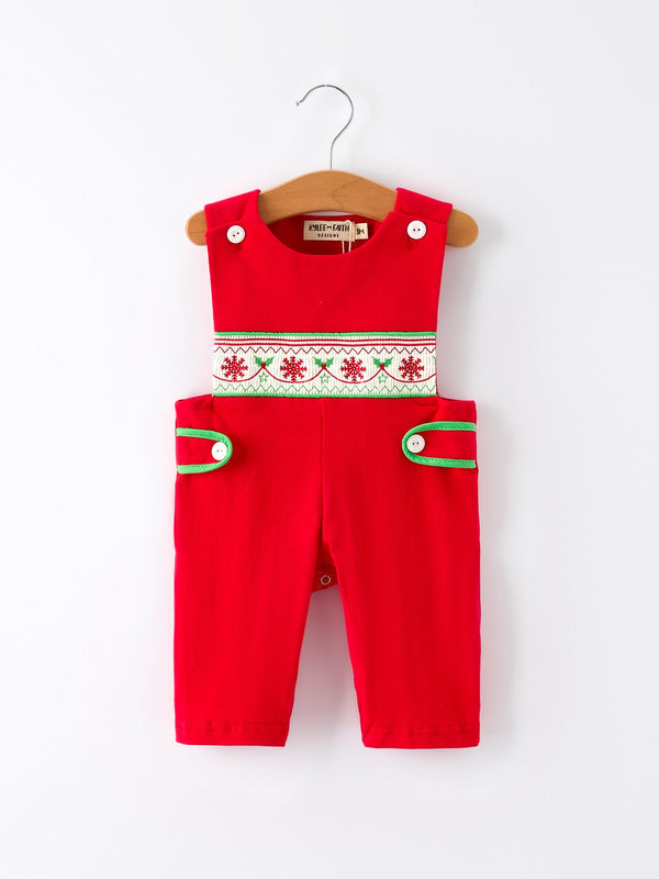 christmas-red-green-smock-embroidery-baby-boys-romper-Sophia's Style-Romper-1