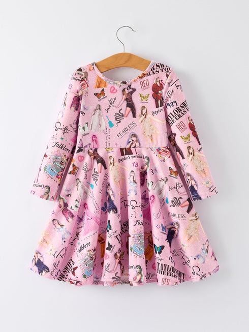 christmas-ts-twirly-print-girls-milk-silk-dress-musical-journey-in-style - Sophia's Style-2