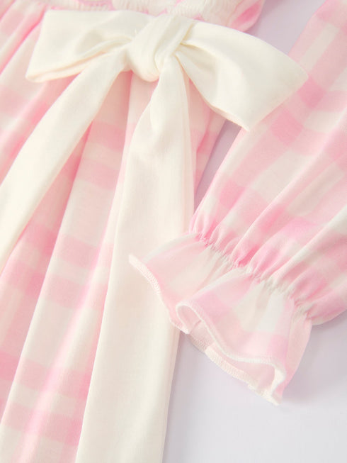 christmas-pink-cute-bow-plaid-baby-romper-soft-and-comfortable-1-Sophia's Style--3