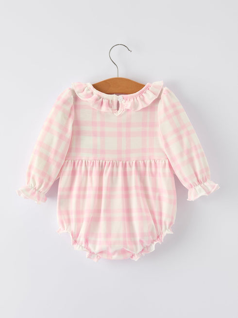 christmas-pink-cute-bow-plaid-baby-romper-soft-and-comfortable-Sophia's Style--2