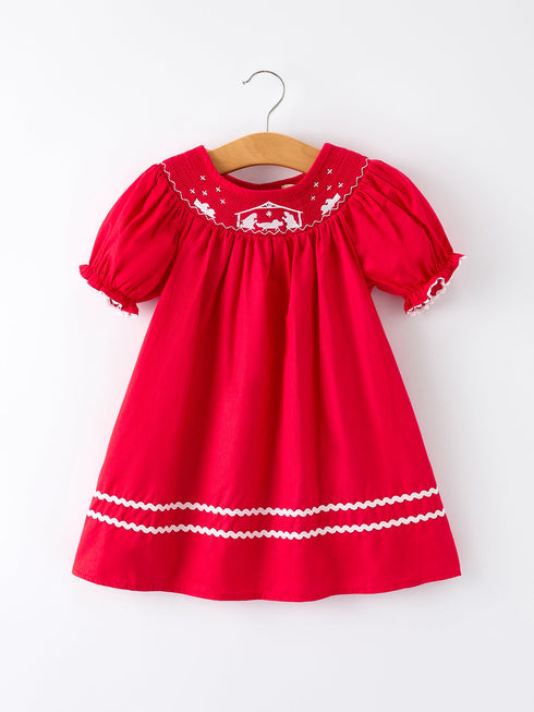 red-christmas-girls-dress-nativity-embroidery-Sophia's Style-Dress-1