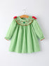 christmas-tree-smocked-embroidery-girls-dress-with-green-plaid-Sophia's Style-Dress-1