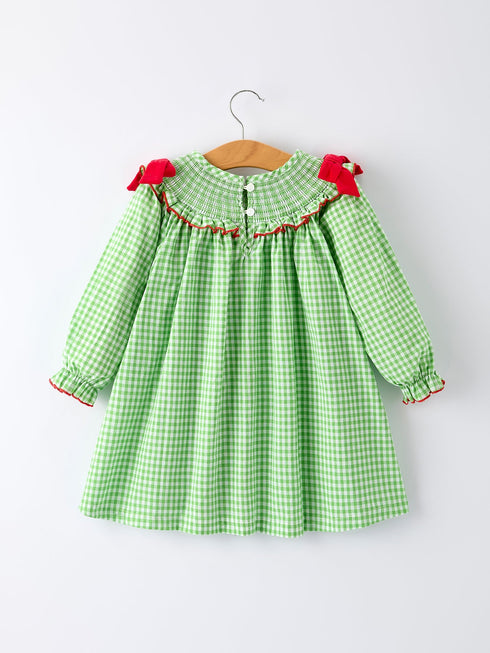 christmas-tree-smocked-embroidery-girls-dress-with-green-plaid-Sophia's Style--2