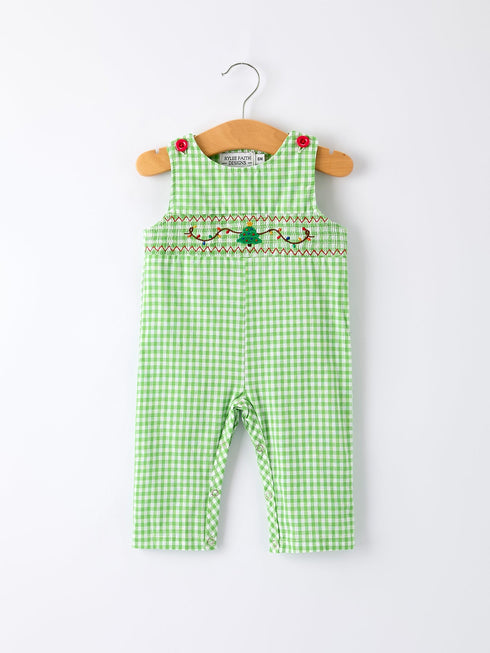 christmas-tree-smocked-baby-romper-with-green-plaid-Sophia's Style-Romper-1