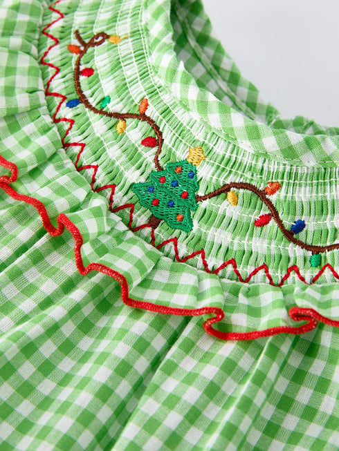 christmas-tree-smocked-embroidery-baby-girls-romper-with-green-plaid - Sophia's Style-3