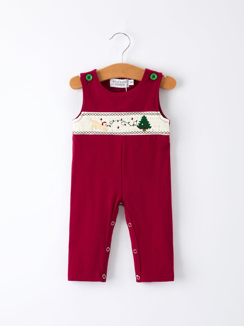christmas-tree-dog-smocking-embroidered-baby-boys-romper - Sophia's StyleRomper-1