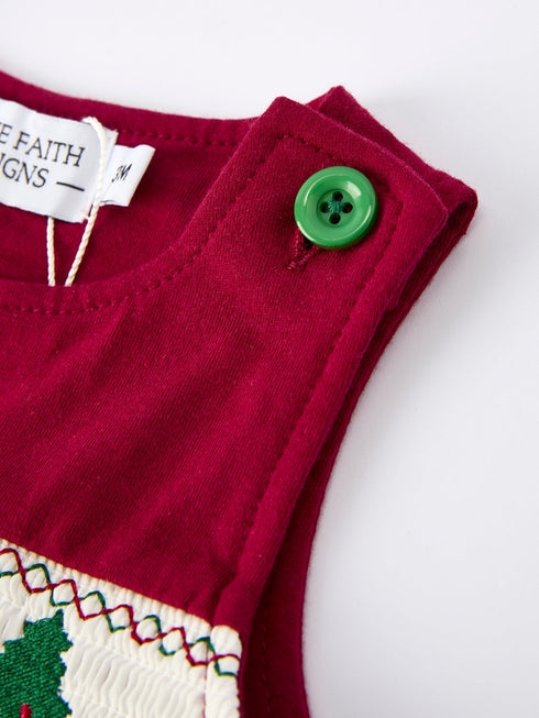 christmas-tree-dog-smocking-embroidered-baby-boys-romper - Sophia's Style-3