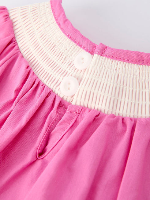 christmas-pink-christmas-smocked-embroidery-tree-baby-girls-romper - Sophia's Style-5