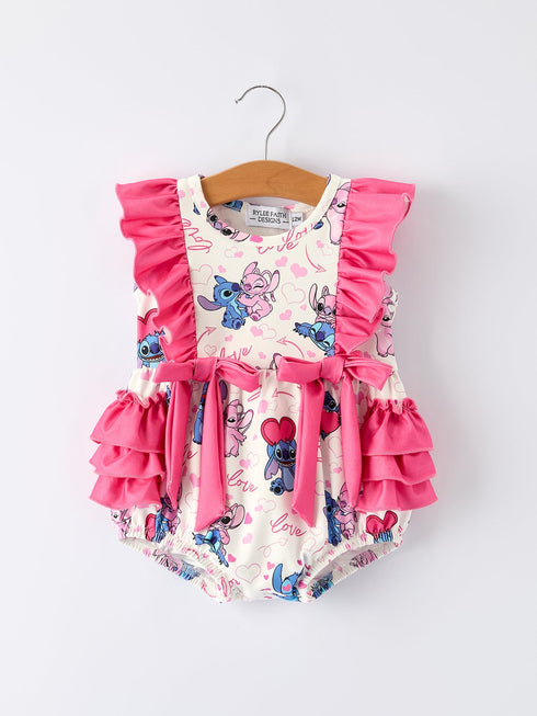 christmas-characters-love-print-ruffled-baby-romper-rylee-faith-designs-Sophia's StyleRomper-1