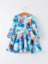 blue-christmas-character-print-party-dress - Sophia's Style-2