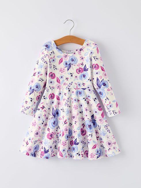 christmas-purple-floral-baby-girl-dress-with-long-sleeves - Sophia's StyleDress-1