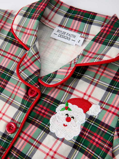 toddler-girls-christmas-long-sleeves-plaid-set-with-santa-applique - Sophia's Style-4