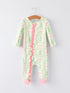 Christmas Tree Wreath Print Long Sleeve Zip Baby Girls Romper