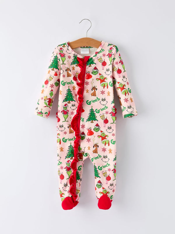 Christmas Tree Character Baby Girls Ruffle Romper