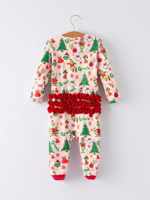 Christmas Tree Character Baby Girls Ruffle Romper
