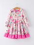 pink-ts-print-ruffle-girls-long-sleeve-christmas-dress - Sophia's Style-2