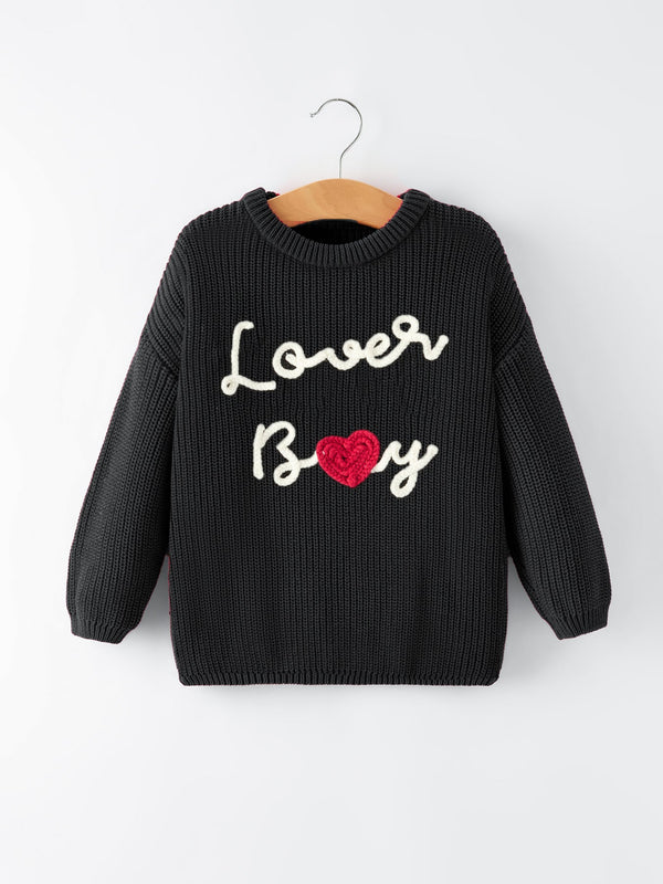 valentine-s-day-boys-black-knitted-pullover-sweater-with-white-lover-boy-embroidery-Sophia's StyleTop-1