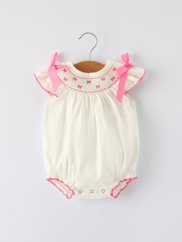 fall-white-baby-girls-romper-with-pink-bow-embroidery-Sophia's Style-Romper-1