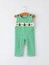 christmas-tree-smocked-green-stripe-baby-boy-romper - Sophia's StyleRomper-1