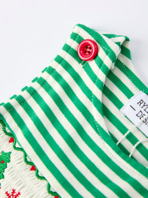 christmas-tree-smocked-green-stripe-baby-boy-romper - Sophia's Style-3
