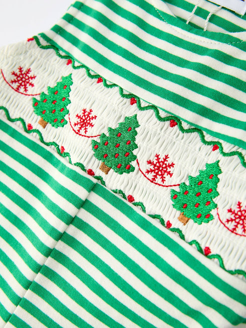 christmas-tree-smocked-green-stripe-baby-boy-romper - Sophia's Style-4