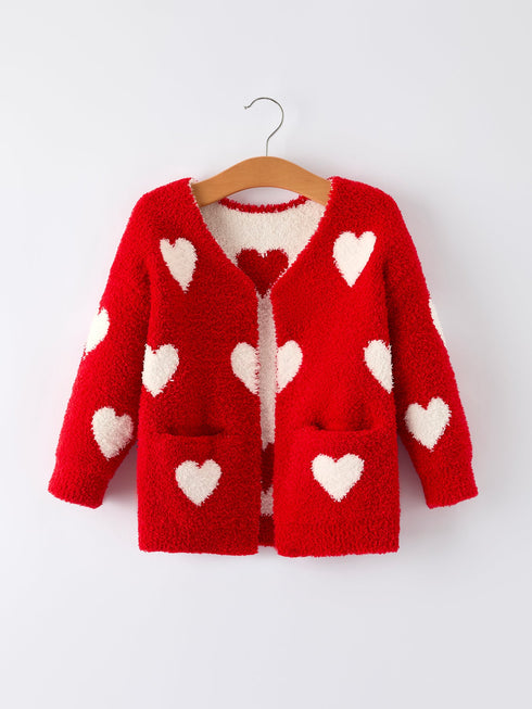valentine-s-day-girls-red-heart-pattern-fuzzy-knit-cardigan-with-front-pockets-rylee-faith-designs-Sophia's StyleTop-1