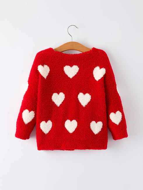 valentine-s-day-girls-red-heart-pattern-fuzzy-knit-cardigan-with-front-pockets-rylee-faith-designs-Sophia's Style-2