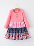 pink-autumn-patchwork-floral-plaid-long-sleeve-girls-dress-Sophia's Style-Dress-1