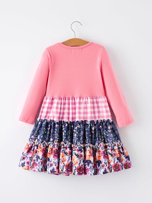 pink-autumn-patchwork-floral-plaid-long-sleeve-girls-dress-Sophia's Style--2