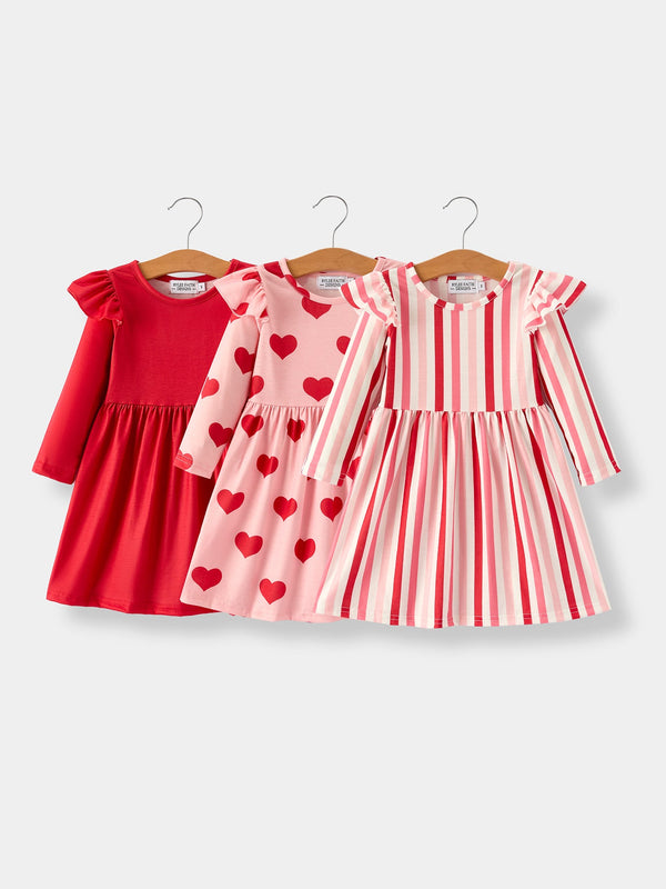 valentine-s-girls-long-sleeve-3-piece-dress-set-with-hearts-and-stripes-rylee-faith-designs-Sophia's StyleDress-1