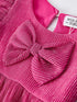 Girls Pink Bow Print Short Sleeve Dress