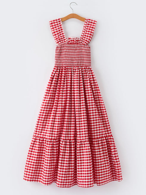 mommy-me-adult-dress-red-plaid-sleeveless-outfit-for-party-Sophia's Style-3