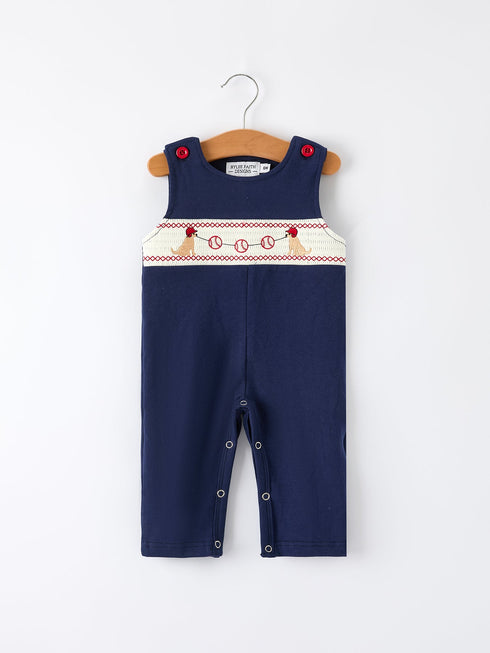 baby-boys-romper-dog-baseball-smocking-embroidery-outfit-Sophia's StyleRomper-1