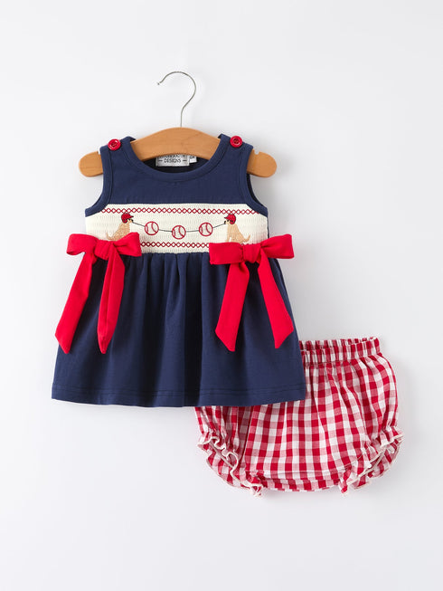 baby-girls-bloomers-romper-set-dog-baseball-smocking-embroidery-outfit-sophias-styleRomper-1