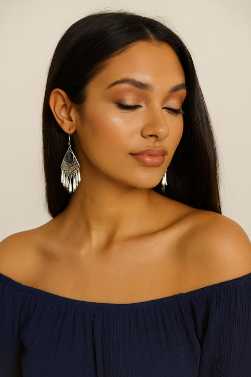 black-cats-eye-stone-boho-dangle-earrings-Sophia's Style-4