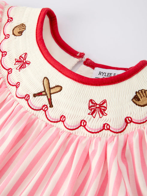 girls-summer-baseball-embroidery-dress-pink-stripe-casual-outfit-Sophia's Style-3