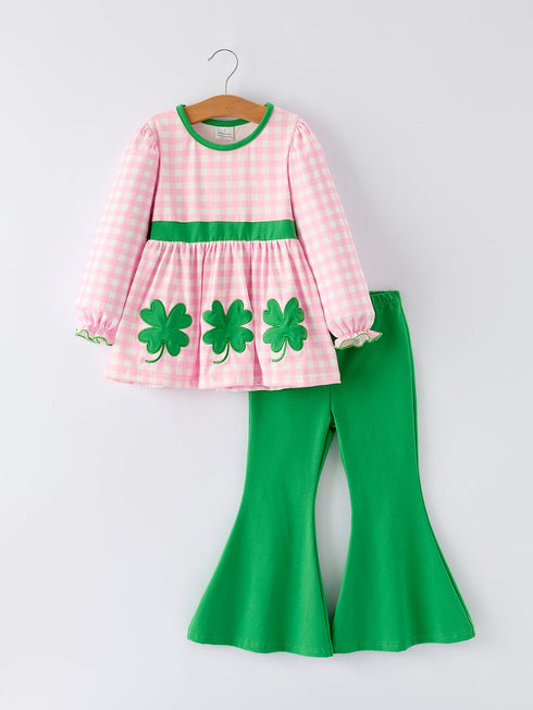 st-patricks-day-shamrock-top-and-bell-bottom-pants-girls-set-Sophia's Style-Outfit-1