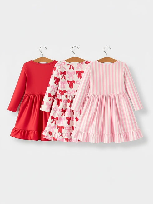 valentines-day-three-piece-solid-red-pink-striped-dress-rylee-faith-designs-Sophia's Style-2