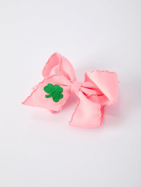 st-patrick-shamrock-pink-hair-bow-lucky-girls-hair-clip-Sophia's Style--2