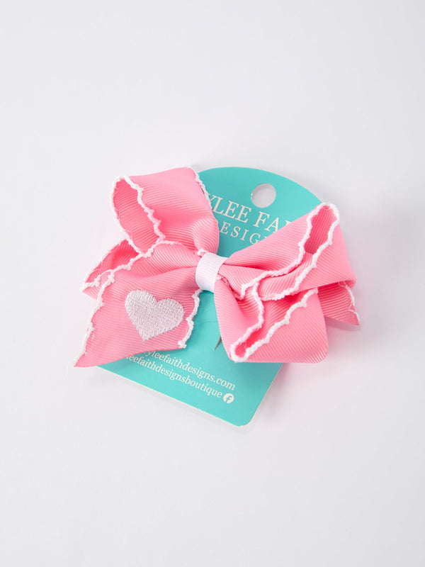 valentine-cute-pink-bow-hair-clip-with-white-heart-embroidery-for-girls-Sophia's Style-Bows-1