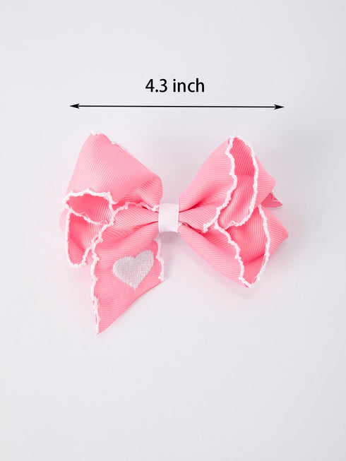 valentine-cute-pink-bow-hair-clip-with-white-heart-embroidery-for-girls-Sophia's Style--2