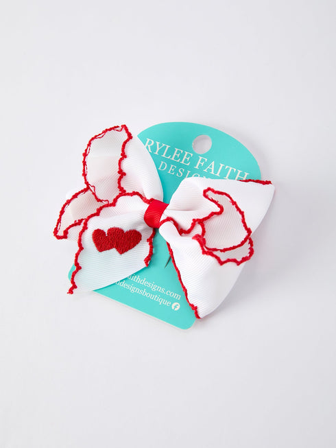 valentine-s-hair-bow-white-ribbon-with-red-heart-embroidery-Sophia's Style--2