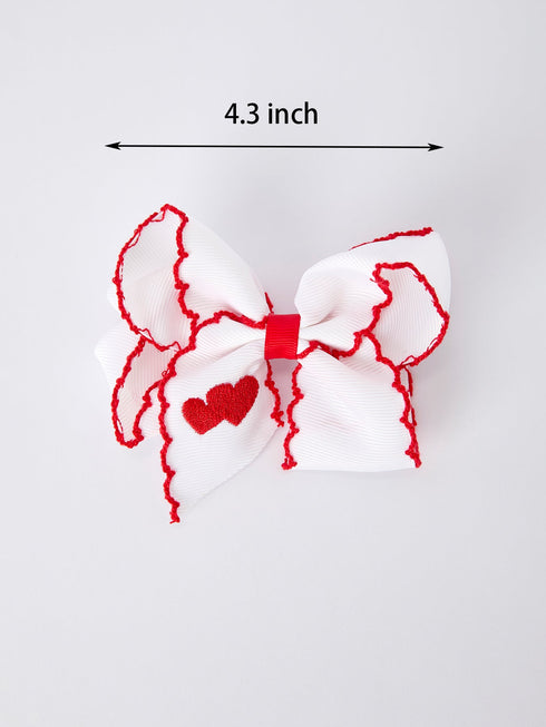 valentine-s-hair-bow-white-ribbon-with-red-heart-embroidery-Sophia's Style--3