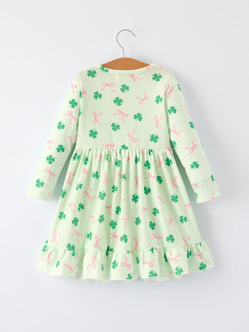 st-patricks-day-bow-shamrock-print-ruffles-girls-dress-Sophia's Style--2
