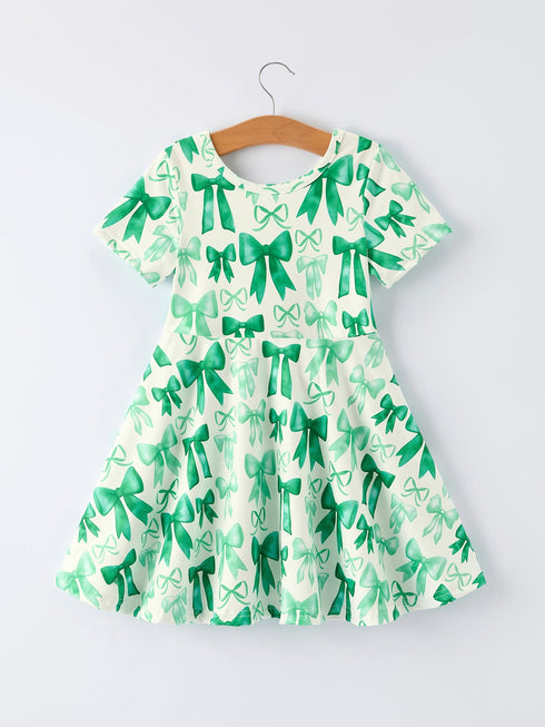 st-patricks-day-bow-print-short-sleeves-girls-dress-Sophia's Style--8
